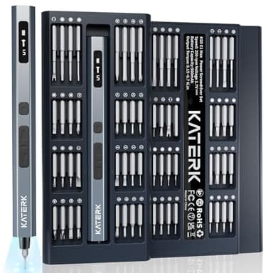 KATERK Mini Tournevis Electrique Sans Fil, 64 en 1 Kit Tournevis de Précision avec 64 Embouts Magnétiques S2, 5 Réglages de Couple，écran LED, pour Travail de Précision Téléphone Montre Appareil Photo