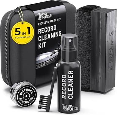 Big Fudge Professional Series Kit de Nettoyage Vinyle - 5-en-1 - Avec Brosse de Nettoyage en Velours, Liquide de Nettoyage et Gel Stylet