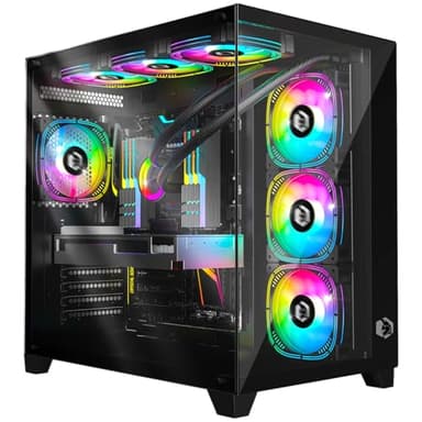EMPIRE GAMING - (2024 Nouveau) Boitier PC Gamer CL-242 - ARGB Grand Tour ATX, Micro-ATX et ITX - 7 Ventilateurs 120mm 3 pins 5 Volts LED RGB Adressable - MB Sync - Mid Tower Noir