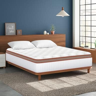 Matelas 140x200 cm, Matelas Latex Ép 28 cm, Matelas à Ressorts Hybride, Ergonomie 10 Zones, Fermeté Moyenne H3, Certifié Oeko-Tex, Respirante, Antibactérien, Anti-acariens, Respect de la Peau