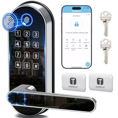 Serrure intelligente à empreinte digitale avec clavier sans clé : serrure de porte numérique avec code passe, poignée de porte électronique, bouton de porte biométrique pour porte d'entrée, porte de