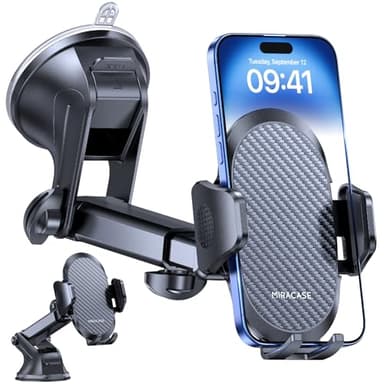 Miracase Support Téléphone Voiture [2025 Ventouse Puissante] Porte Telephone Voiture Tableau de Bord, Rotation 360° Portable Ventouse pour iPhone Compatible avec 4-7.2" Smartphone