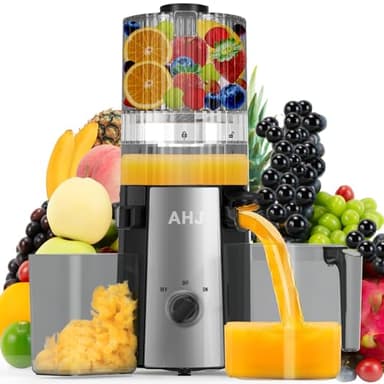 Extracteur de Jus Slow Juicer, Extracteur de Légumes et Fruits Pression Avec Remplissage 135 mm, 100% Sans BPA, Extracteurs Jus Lent avec 2 Verres,Facile à Nettoyer, pour Mariage & Anniversaire