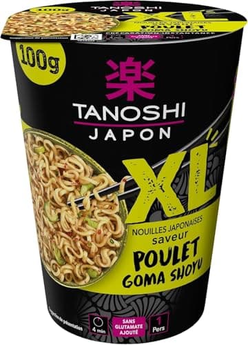 Tanoshi - Cup Nouilles Japonaises Instantanées - Saveur Poulet Goma Shoyu - Cup Xl - 100 g - pour 1 Personne
