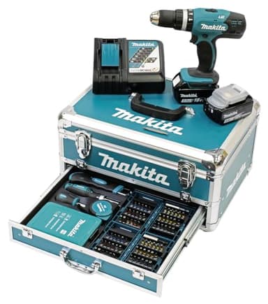 Perceuse à percussion 18V LXT (2x3,0 Ah) avec 96 accessoires - MAKITA DHP453RFX2
