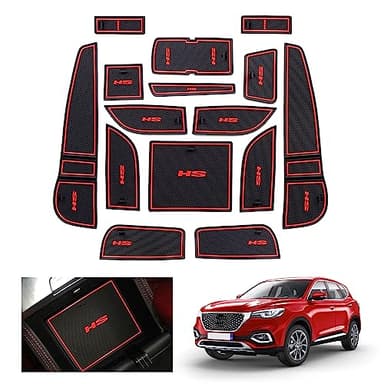 GAFAT MG HS/EHS EV/HS Plug-in Hybrid 2018-2023 2024 Tapis Antidérapants, MG HS 2022 Tapis en Caoutchouc, Tapis de Console Centrale, Couture de Porte, MG HS Accessoires (Rouge)