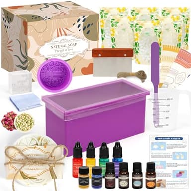 HOTOOLME Kit de Fabrication de Savon DIY – Ensemble pour Créer Ses Propres Savons avec 1,5 kg de Base de Savon, 4 Parfums, 4 Couleurs, 2 Moules en Silicone – Idéal pour Débutants et Adultes