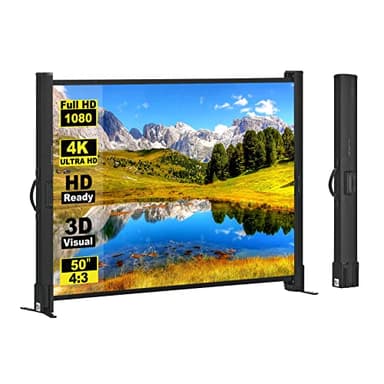 Écran de Projection avec Support, écran de Projection Portable 50 Pouces, 4:3, écran de Projection 4K HD, léger, Facile à Installer, idéal pour Le cinéma à Domicile, Les Films intérieurs/extérieurs.