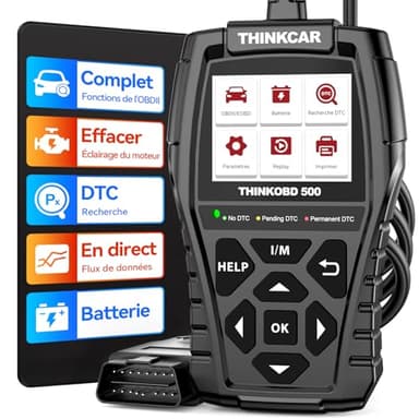 THINKCAR OBD500 Auto Valise Voiture, OBD Diagnostique Français Auto Multimarque - Lecteur de Codes de Panne Moteur avec Lecture en Temps Réel des Données
