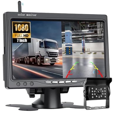 GOHHDL Caméra de recul sans Fil 1080P, 7 Pouces Vision Nocturne Étanche IP68 pour Camping Car Caravan Camion Remorqu Remorqu T5