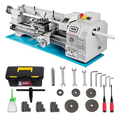 Mini tour en métal de 220 mm – Fraiseuse micro métal pour tour en métal, tour d'établi, perçage – 600 mm par contre-face tournante
