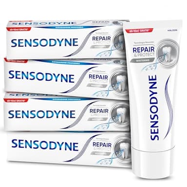 Sensodyne Repair & Protect Whitening, Dentifrice pour dents sensibles, Usage quotidien, lot de 4 x 75 ml