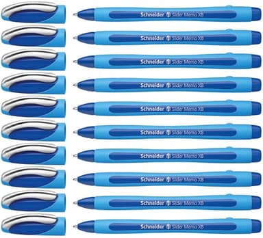 Schneider 150203 Slider Memo XB Stylo bille (avec capuchon, épaisseur de trait: XB) Bleu, Lot de 10