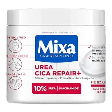 Mixa Crème Corporelle Urea CICA Repair+ pour Peaux très sèches avec 10% de [urée + panthénol] Lisse, réduit la rugosité et apaise - Convient aux Peaux sensibles - 400 ML