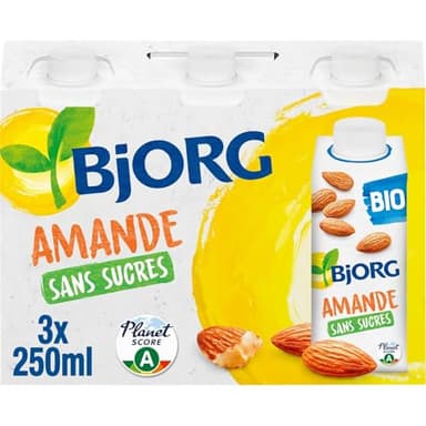 Boisson Végétale bio Lait D'Amande sans sucres BJORG - Le Lot de 3 briques de 25cL Lot De 4 - Par Lot
