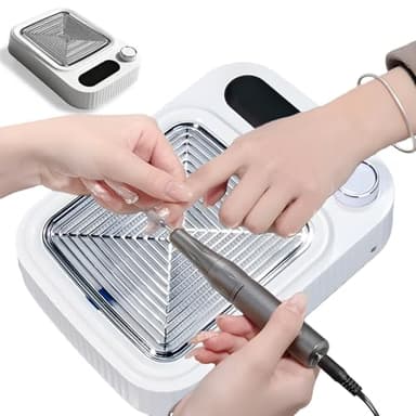 Aspirateur Ongles Professionnelle, 80W Aspirateur Manucure, Aspirateur de Table Ongle avec Filtre, Puissant Nail Poussière Collectionneur pour la Manucure au Salon ou à la Maison(Blanc)