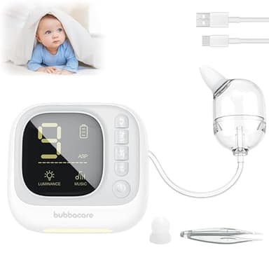 Aspirateur nasal électrique pour bébé avec 9 niveaux d'aspiration, aspirateur nasal divisé avec lumière et musique, nettoyage efficace du mucus nasal, réservoir de stockage de liquide de grande