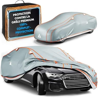 WALSER Bâche de voiture anti-grêle, Récompense Très Bon* housse de protection anti-grêle, Certifié par le TÜV Autriche* bâche contre la grêle Perma Protect Complete, Couverture de garage Taille 1 gris