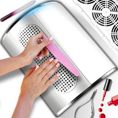 Retoo Aspirateur Ongles 60W Professionnel – Collecteur de Poussière avec 3 Ventilateurs Silencieux, Filtre Réutilisable, Design Ergonomique pour Manucure et Pédicure, Blanc