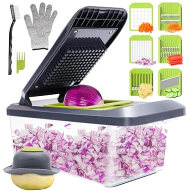 Mandoline Cuisine Coupe Legumes Multifonctions - Mandoline Professionnelle Cuisine avec 6 Lames en Acier Inoxydable, Coupe Legumes Manuel