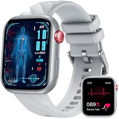 ECG Montre Connectée Santé Smartwatch - 1.97" Écran avec 𝐆𝐥𝐲𝐜é𝐦𝐢𝐞 HRV Appels Bluetooth 130+ Modes Sportif Sommeil Fréquence Cardiaque SPO2 Étanche Podomètre Montre Sport Homme pour Android iOS