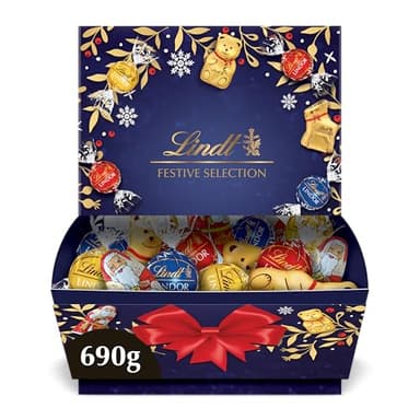 Lindt - Boîte festive - Assortiment de Chocolats au , Noirs et Blancs - Idéal pour Noël, 690g
