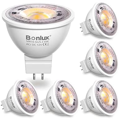 Bonlux Ampoule LED GU5.3 MR16 LED 12V 6W Ampoules LED Spot Equivalent à 50W 60W Ampoules Halogènes Blanc Chaud 3000K Base à Deux Broches Non Dimmable pour éclairage sur rail encastré Lot de 6