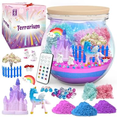 KETIEE Kit Terrarium Licorne pour Enfants - Cadeau Licorne pour Filles de 5 à 12 Ans - Jouet Licorne Veilleuse Lumineux Cadeau de Noël pour Enfants de 4, 5, 6, 7, 8, 9, 10 Ans