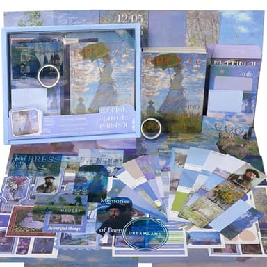 Funto Kit de scrapbooking kit (116 PCS), Série de Peinture à l'Huile - Brise du Matin, Parfait pour les Matériaux de Bullet Scrapbooking, DIY Planner Arts et Craft Collage