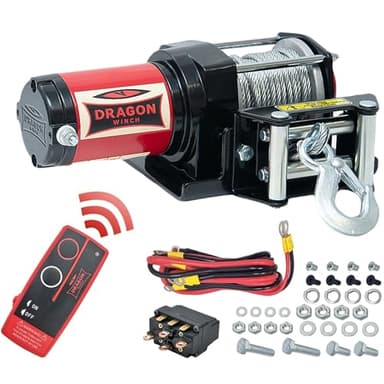 Dragon Winch Treuil électrique série Maverick 2500 lbs (1133 kg), 12V avec câble en acier 10m pour Charrues, Quads, ATV, UTV | incl. télécommande sans fil + accessoires treuil