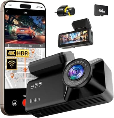 Osmo Dashcam Pro Original Voiture Avant Arriere - Carte 64 Go Offerte Convient À Tous Les Véhicules (WiFi+GPS+64G)