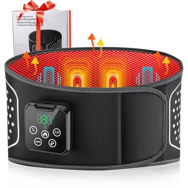 ExKeen Ceinture Chauffante Lombaire sans Fil, Ceinture Lombaire Chauffante avec 3 Modes de Massage à Air, 3 Modes de Vibration, 4 Niveaux de Chaleur, Ceinture Chauffante Dos pour Sciatique, Lombalgie