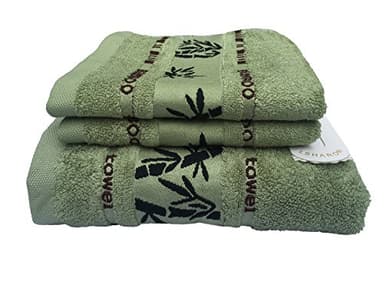 Ensemble de serviettes de luxe en en fibre de bambou, 3 pièces (1 serviette de bain, 2 petites serviettes) - Naturel, ultra absorbant et écologique par LSHARON