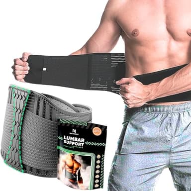 NativoDex Ceinture Lombaire, Ceinture Dorsale Pour Hommes et Femmes, Soutien Lombaire Double Ajustement (Noir, L)