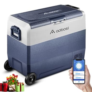AAOBOSI Glaciere a Compression 60l, Glaciere Electrique Double Zone WiFi APP, 12 V/24 V et 100-240 V Frigo Camping, -20 ℃ à 20 ℃, pour Voiture, Camion, Bateau, Camping, Car, Caravanes,Voyageant,Maison