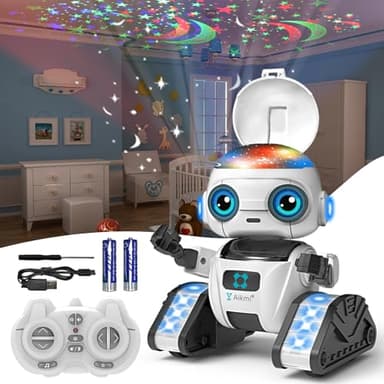 Aikmi Robot Enfant Jouet, Robot Télécommandés Rechargeables avec Veilleuse Projecteur Ciel Etoile, Capteur de Geste, Musique, Jouet Enfant Garçons et Filles 5 6 7 8 Ans Cadeau d'anniversaire