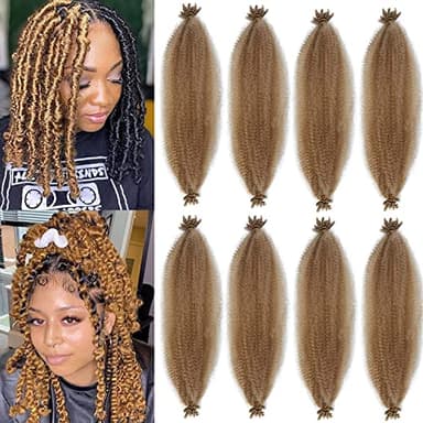 X-Tress 8 Paquets Afro Spring Twist 24" Honey Blonde Cheveux Tresses Crochet Locs Braids Extension de Cheveux Pre-Separated Soft Faux Locs Synthetic Braiding Hair Extension(#27)