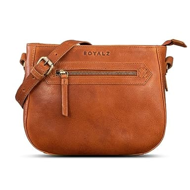ROYALZ 'Cheyenne' Petit sac à main femme moderne en cuir véritable, Couleur:Texas marron
