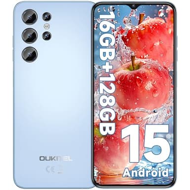 OUKITEL C1 Smartphone Pas Cher Android 15, 16(4+12)Go +128Go(TF 1TB) Telephone Portable Pas Cher, 6.52" HD+ Écran, 5150mAh Telephone, 13MP+5MP Téléphone Gaming, Triple 4G SIM/GPS/Fingerprint/OTG/3.5mm