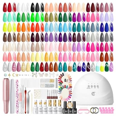 PEACECOLOR 83PCS Kit Vernis Semi Permanent, 55 Couleurs Kit Ongle Gel UV Complet avec Lampe et Ponceuse pour Ongles, Base Coat Top Coat Cat Eye Gel Nail Polish Nail Art Kit Manucure Cadeau