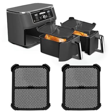Grille Anti Projection pour Ninja Foodi AF400EU & AF451EU, 2 Pcs Réutilisable Accessoires Air Fryer Moule Silicone Air Fryer pour Prévient Eclaboussures Graisse(noir)
