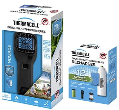 Thermacell THNOMADNOIRRCH Bouclier Anti-Moustiques-Portable Nomade Noir + 2 Recharges Incluses pour 12H de Protection par Recharge