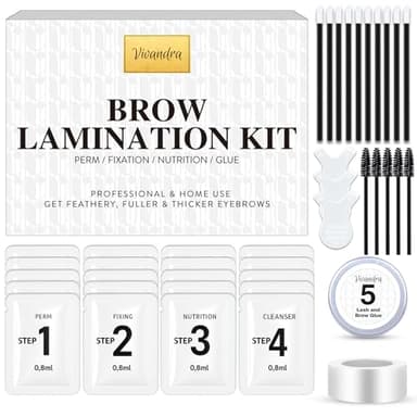 Kit Lamination Sourcils 5 Sachets – Vivandra Brow Lift Kit Sourcil à Faire Chez Soi, Pour des Sourcils Plus Denses et Épais, Facile à Utiliser, Adapté aux Débutants et Professionnels