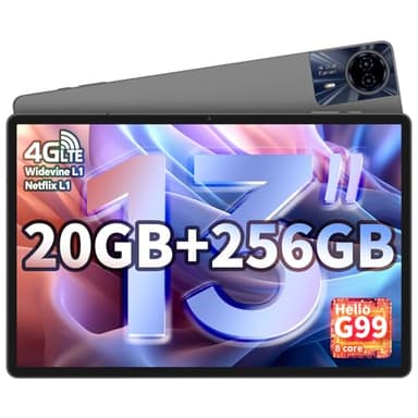 TECLAST T65MAX Tablette Tactile 13 Pouces,Helio G99 Octa-Core 2.2GHz,Tablette Android 14, Tablet Gaming, 20Go RAM+256Go ROM(TF 8To), 4G LTE SIM+5GWiFi, 10000mAh, 13MP+8MP/BT5.2/GPS/Widevine L1/Face ID