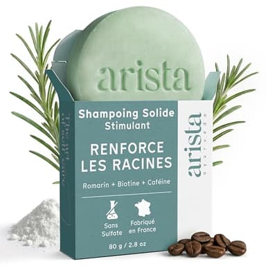 Arista Shampoing Solide Romarin & Biotine, Shampoing Volume Cheveux Fins et Plats, Apporte Volume et Légèreté, Favorise la Croissance, Sans Paraben, Sans Silicone, Sans Sulfate, Vegan (80 g)