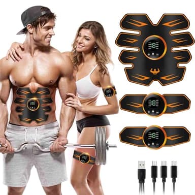 Electrostimulateur Musculaire,EMS Ceinture Abdominale Bras, ABS électro-stimulation Trainer, Ceinture de Massage électrique, Femme Homme Entraînement Abdominal pour Gym Workout Home Bureau Équipement
