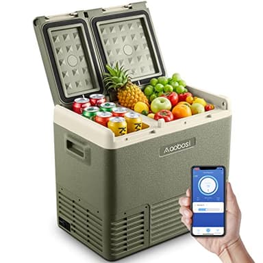 AAOBOSI Glaciere a Compression 41L, Glaciere Electrique 12/24V 220V, Double Zone Frigo Camping -20°C - 20°C, Glaciere Electrique pour SUV, Voitures, Travelling and Camping