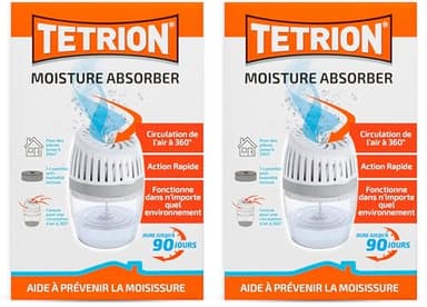 Tetrion Absorbeur d'Humidité 20m² avec Conception à 360° Protection Antihumidité 90 Jours pour Maison (Lot de 2)