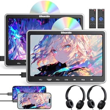 GOnavidio HDMI-in Lecteur DVD Voiture 2 ecrans indépendant,Non Batterie, 10.1" ecran pour Voiture Siege arrière