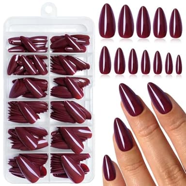 LunarCharm 240 Pièces Ongles Mandorle Press On Moyen Faux Ongles, Faux Ongles Acryliques Mandorle Artificielle
